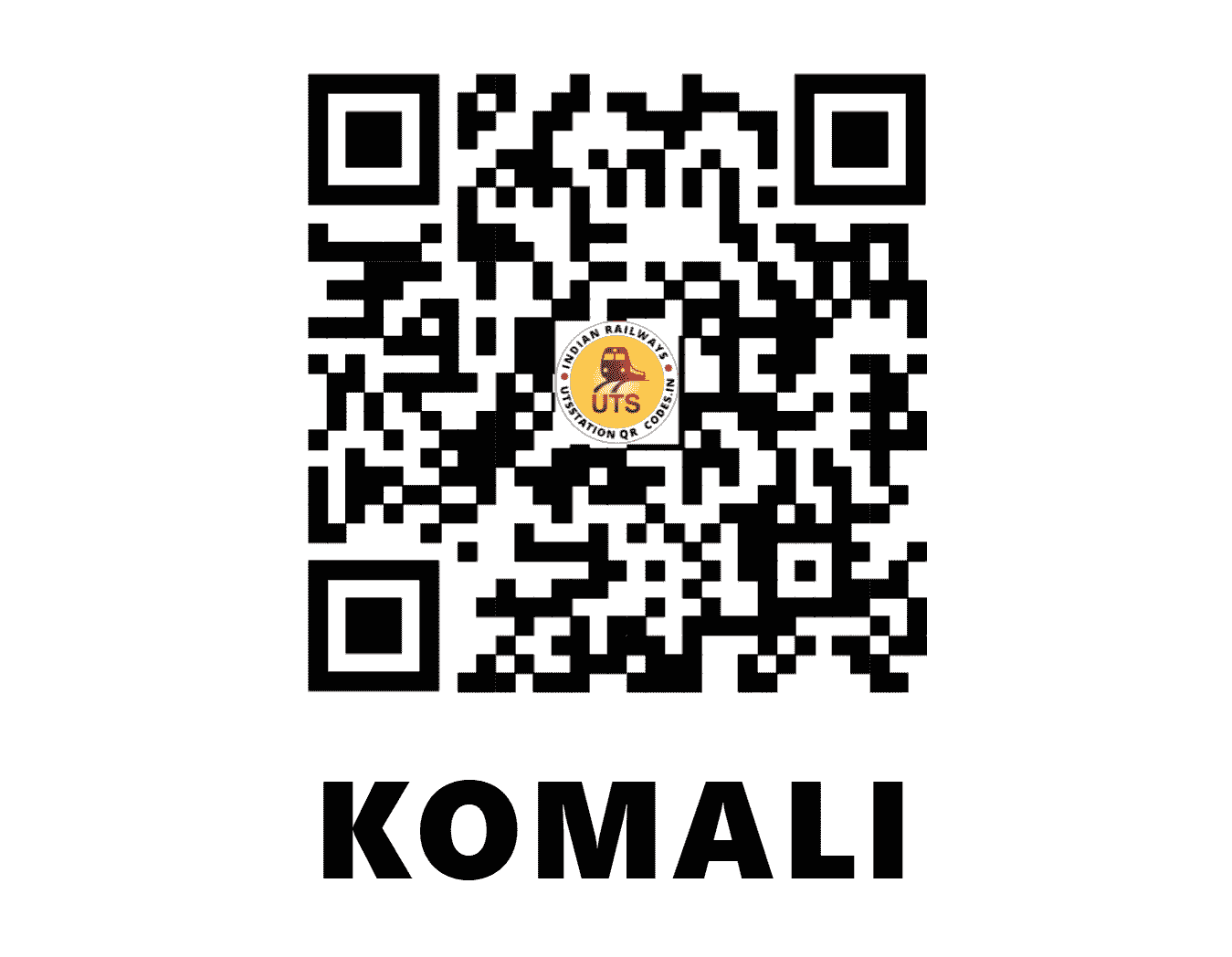 UTS QR Code for KOMALI - KMQA - SC (ANDHRA PRADESH)
